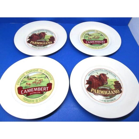 Muti French 9" Luncheon Cheese  Snack Plates Bundle of 4 - Picture 1 of 12